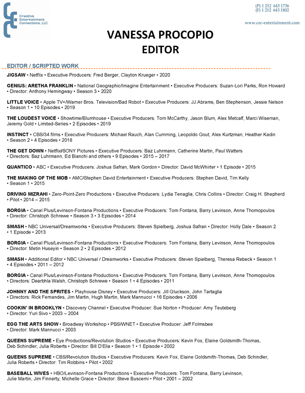 Vanessa Procopio Resume Page 1