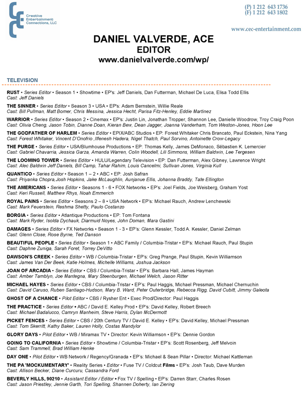Daniel Valverde Resume Page 1